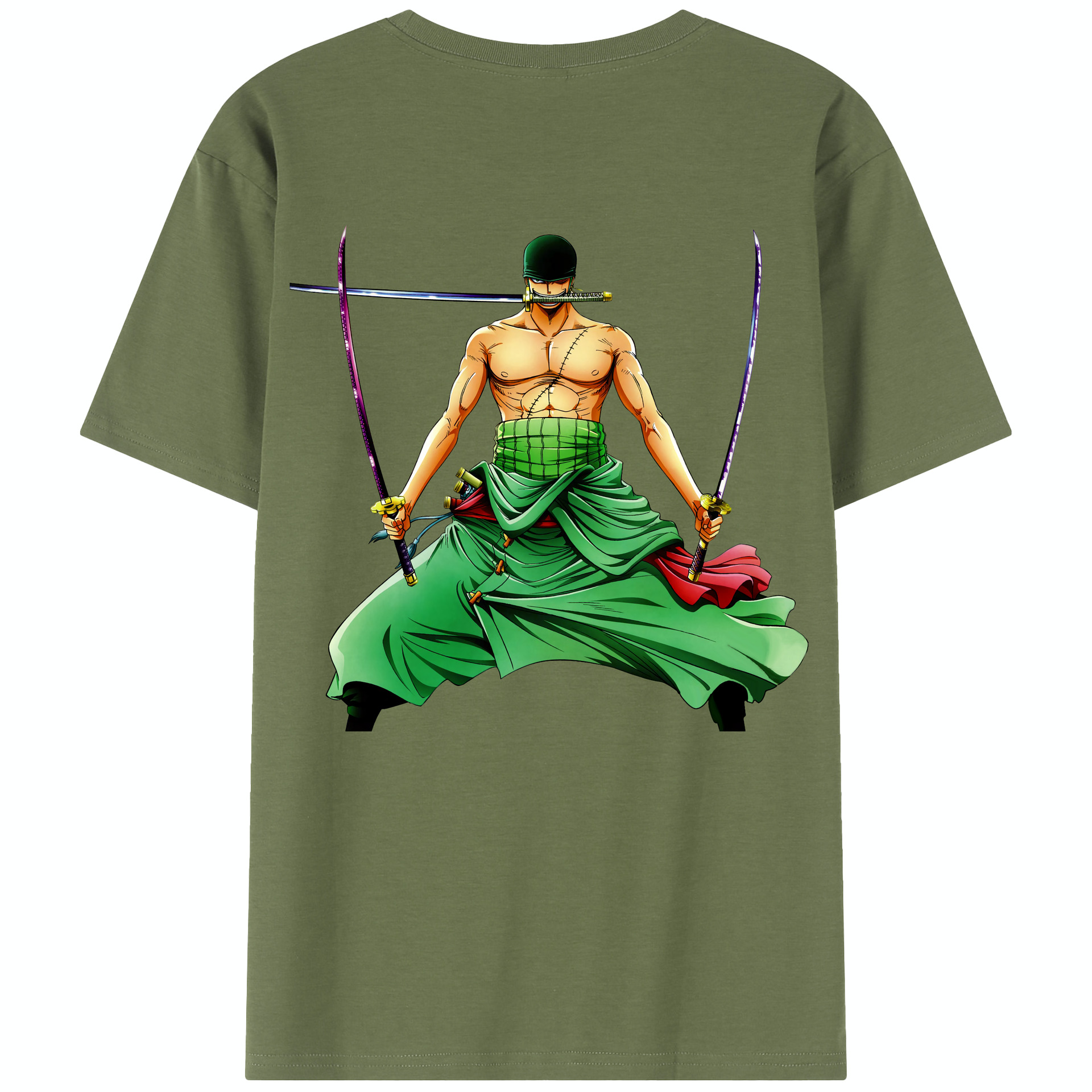 ワンピース ロロノア・ゾロ ONE PIECE Roronoa Zoro 綿100％半袖Tシャツ（背面プリント）
